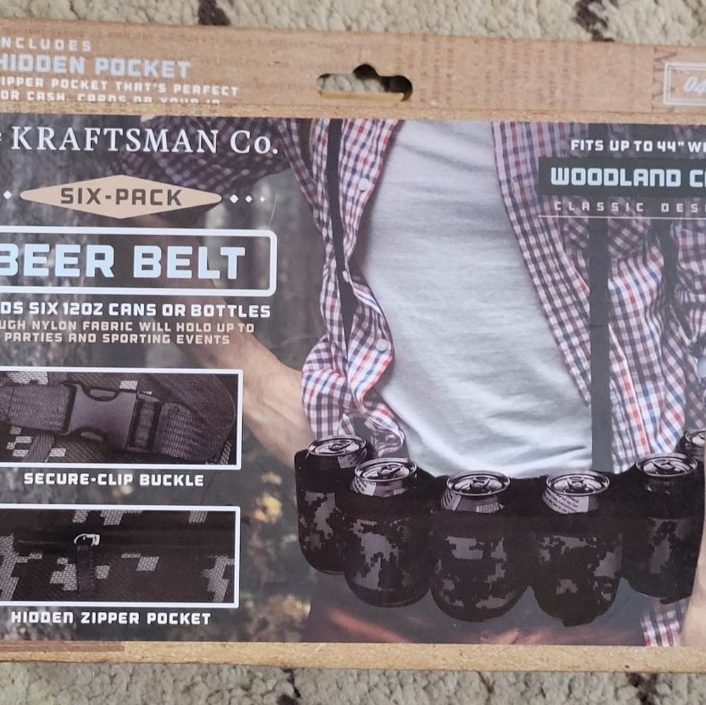 Kraftsmqn six pack beer belt woodland camo